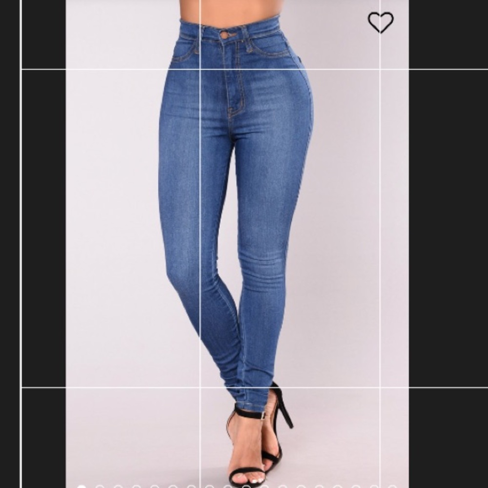 Classic High Waist Skinny Jeans - Medium Blue